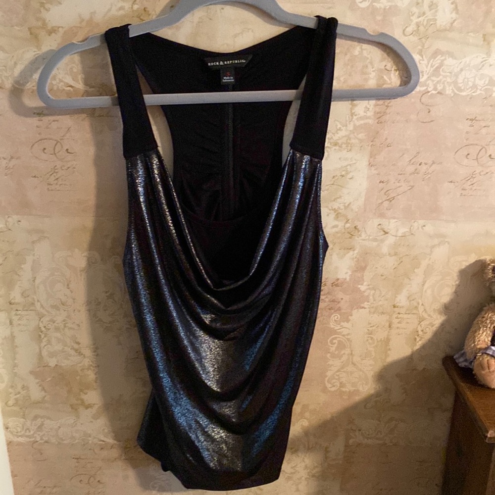 Black and Black w/ Silver Shimmer Rock & Republic Tank top.